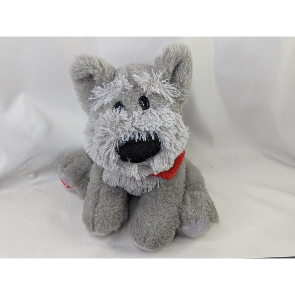 Fiesta Gray Dog Plush 9 Inch Puppy Sitting xoxo Scarf Stuffed Animal Toy